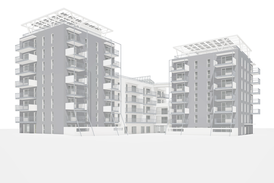 Wohnbauten Meischlgasse, Wien 23, Bauteil 9, Blick von Südosten
